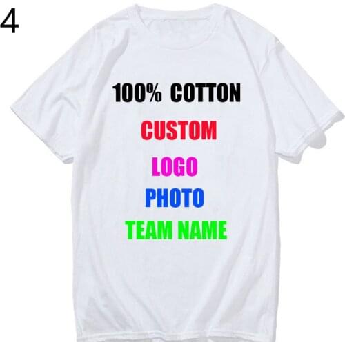 100% Cotton Customized Print T Shirt Women/men DIY Your Like Photo or Logo White Tees Shirts T-Shirt Fashion Mens Custom Tshirt
