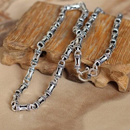 Retro Thai Silver S925 Sterling Silver Wholesale Mens Fashion Hollow Antique Necklace