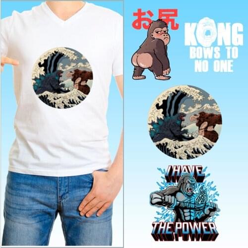Gorilla and Monster Stickers on Clothes Thermal transfer printing Washable Patches for Clothing DIY T-shirt Ironing stickers