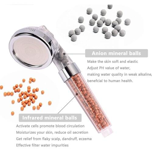 SPA Nozzle Water Therapy SPA Shower Bath Filter High Pressure Water Saving Rainfall Shower Head With Negative Ion Activated Ball