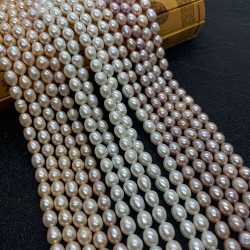 6-7mm AAA Grade Natural Freshwater Rice-shaped Pearl White Pink Purple Handmade for Jewelry Making Fashionable Ladies DIY Pearls