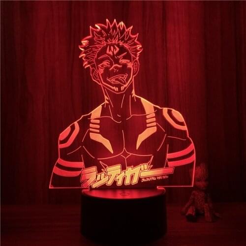 3D Nightlight Anime Jujutsu Kaisen Ryomen Sukuna Evil Body Figure 7 Colors Touch Optical Illusion Table Lamp Gift Room Decor Lig