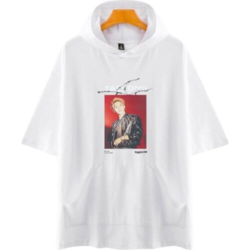 New Super M 2D Fashion Printed Hooded T-shirts Women/Men Summer Short Sleeve Tshirt New Arrival Hot Sale Clothes Size 4XL