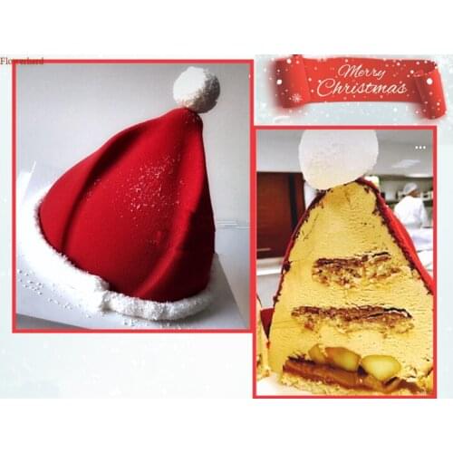 3D Large-size Christmas Hat Silicone Mold Cake Decorating Tools Bakeware French Dessert Mousse Cake Mold Party Supplies