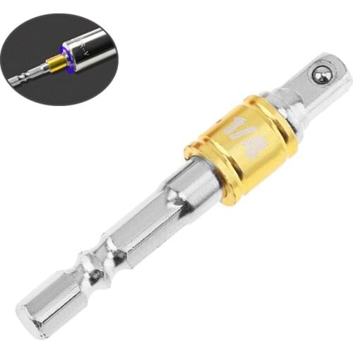 CRV Hex Shank Socket Extension Conversion Adapter 6.35mm Hex Shank with 1/4" Square Head for Extension Drill Bits Power Tool