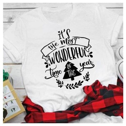 Casual Stylish Merry Christmas Tops It' s The Most Wonderful Time Of The Year Christmas T-Shirt Graphic Vintage Tee