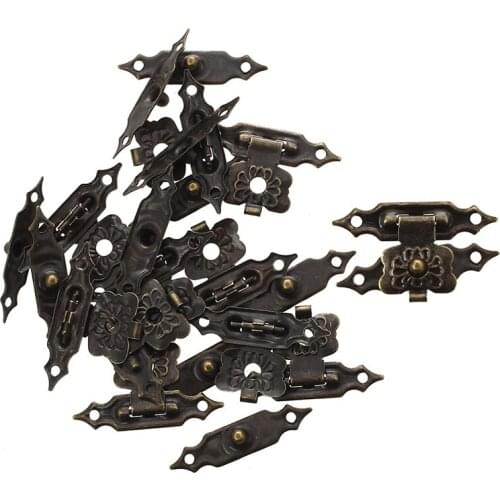 Promotion! 10 x anchive wooden box latch set closed box bronze 3 cm long