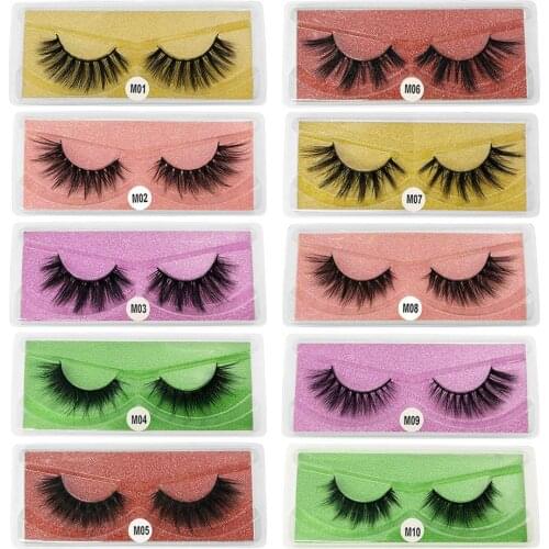 10 Pair Natural Imitation Mink Eye Full Strip Lashes Natural Long Thick Crisscross Winged Soft Fake False Eyelashes Makeup Tool