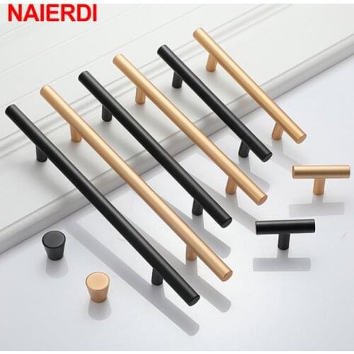 NAIERDI 2" ~ 39'' Kitchen Door Handles T Bar Pull Straight Handle Drawer Knobs Cabinet Pulls Diameter 12mm Furniture Handle
