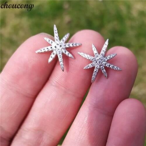 Choucong Star shape Promise earrings AAAAA zircon cz Real 925 Sterling silver Party Wedding Stud Earrings for women fine jewelry