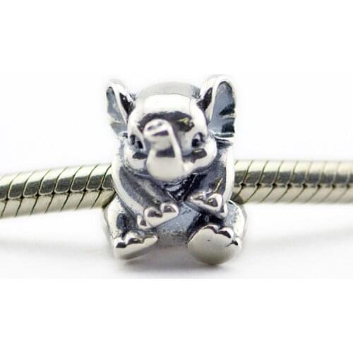Cute Lucky Elephant Charm 925 Sterling Silver Animal Beads for Jewelry Making Fit Charms Bracelets DIY 02399