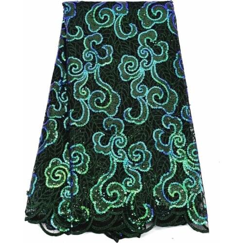 SJ Lace African Lace Fabric 2021 High Quality Lace Sequins French Net Lace Tulle Mesh Fabrics Lace beads Wedding Fabrics j2-15