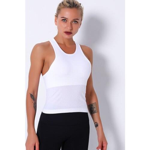Sports Yoga Top With Bras Female Fitness Crop Top Gym Workout T-shirts Sleeveless Vest Running Training Clothes For Women
