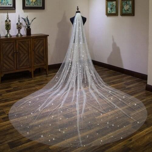 New Arrival Welon Ivory Wedding veil Shine shine Lace Wedding accessories Long Boda vail bride bridal veils wedding