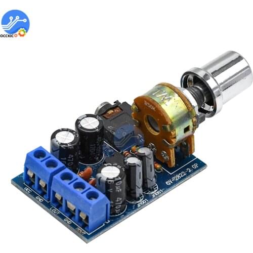 TDA2822M Audio Amplifier Board 1W*2 DC5-12V Mini 2.0 Channel Stereo HIFI with Potentiometer Volume Control Sound Board