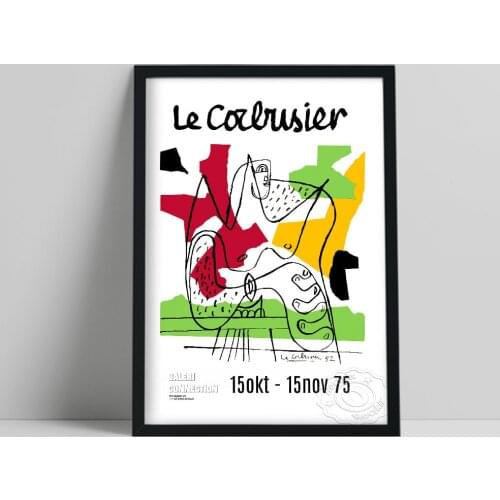 Vintage French Exhibition Poster, Le Corbusier Oil Painting, Cubism Line Print, Corbusier Color Abstract Wall Sticker, Idea Gift