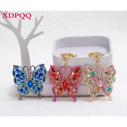 XDPQQ color butterfly-shaped keychain jewelry lady bag pendant decoration environmental protection exaggerated keychain