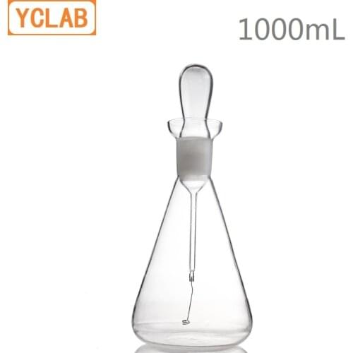 YCLAB 1000mL Oxygen Combustion Flask Quartz with 0.7*100mm Platinum Gold Wire Erlenmeyer Conical Triangle