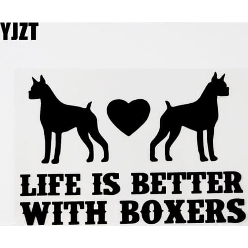 YJZT 15.6CM×10.4CM Fashion Life Is Better With Boxers Vinyl Car Sticker Decal Black/Silver 8C-0665