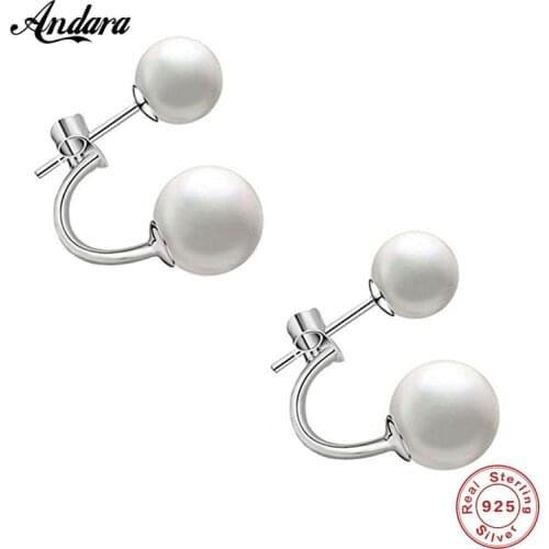 New 2018 925 Sterling Silver Freshwater Pearls Stud Earrings for Women Girl Party Fashion Jewelry