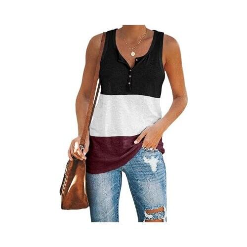 2021 summer new vest womens splicing contrast casual loose sleeveless vest womens wear