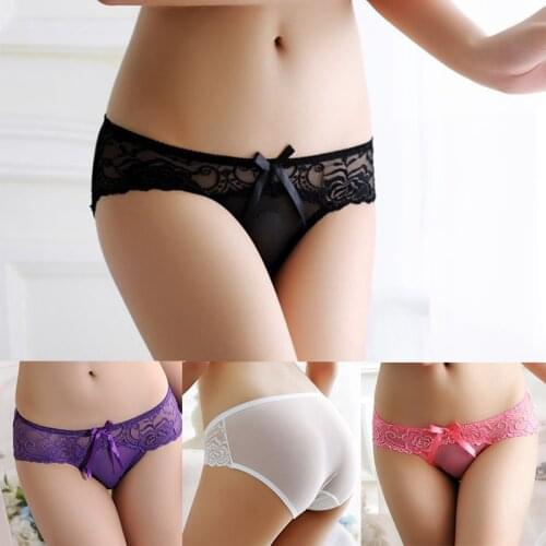 10 Colors/sexy Transparent Jacquard Lace Fashion Ladies Panties Bow Comfortable Korean Mesh Hollow Breathable Kawaii Hot Sale