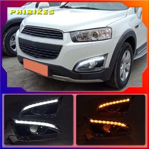 2pcs For Chevrolet Chevy Captiva 2014 2015 2016 DRL Daytime Running Lights fog lamp cover with turn siganl