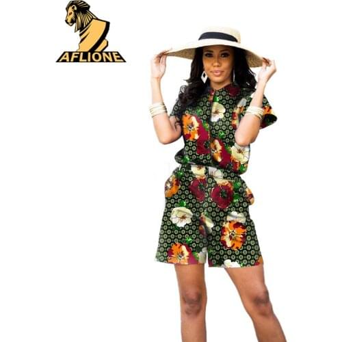 2021 Summer African Clothes For Women Ankara Style Short Sleeve 2 Piece Sets Womens Outfits Shorts And T-shirt Batik Pure Cotton