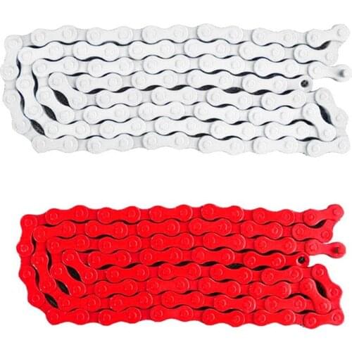 2X Bicycle MTB BMX Road Bike 1/2 Inchx 1/8 Inch Fixied Chain Single Speed 96 Link White & Red
