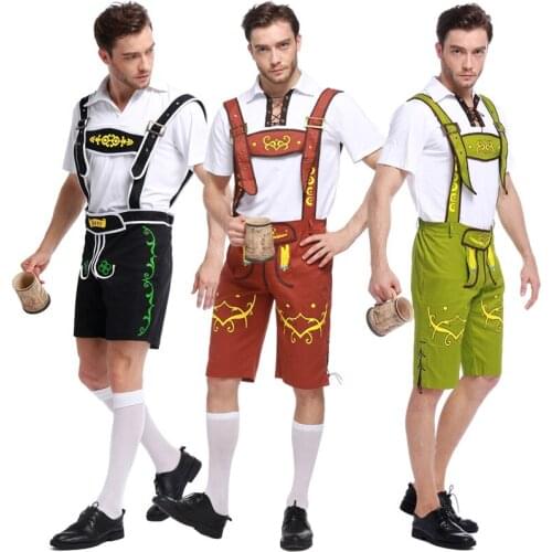 3 type German Beer Man and Women Costume Adult Lederhosen Bavarian Octoberfest German Festival Beer Cospaly Halloween For Men