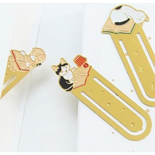 4 pcs/lot Novelty Cartoon Cat Bookmarks Metal Vintage Japan Hollow Book Mark Gift Stationery School studeng Stationery Supply