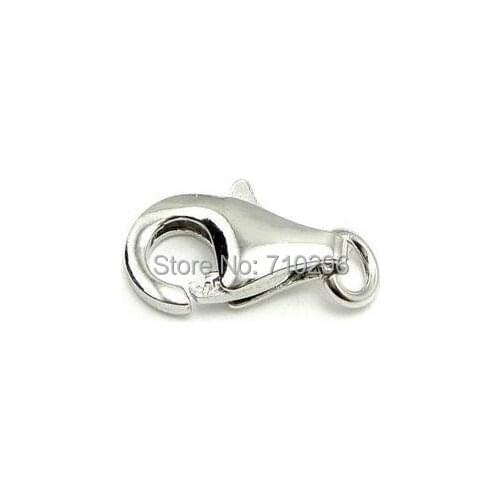 Promotion!Genuine Solid Sterling 925 Silver Lobster 10pcs 925 Silver Lobster Clasp 13mm For Jewelry Silver Connector Finding