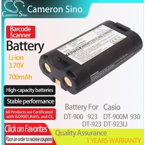 CameronSino Battery for Casio DT-900 900M 900M50E 930 900M51E 923LIB fits Casio DT-923 923LI Barcode Scanner battery 700mAh