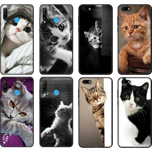 Black tpu Case For Huawei Honor 20 Lite 10 10i 20S 30S 30 Case Honor 7A 5.45 7s 7C 5.7 Case Cover Cute Cat