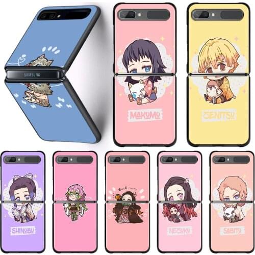 Phone Case For Samsung Galaxy Z Flip3 5G Hard PC Fundas For Samsung Z Flip 3 5G z Flip Coque Cute Characters Demon Slayer