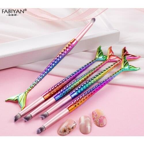 Gradient Nail Art Brush Painting Drawing UV Gel Brush DIY Manicure Pen Tools Mermaid 2/5Pcs