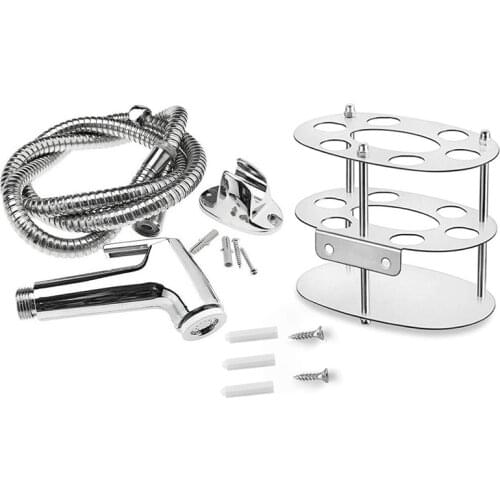 Toothbrush Holder, Stainless Steel Bathroom Toothbrush Holder with Toilet Bathroom Hand Held Handheld Sprayer