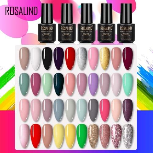 ROSALIND 7ML UV Gel Varnish Nail Polish Set For Manicure Gellak Semi Permanent Hybrid Nails Art Off Prime White gel nail polish