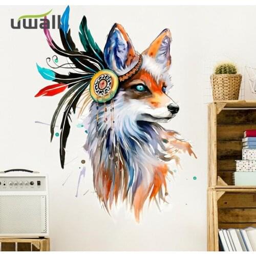 Creative Wall Sticker Personality Colored Wolf Self-Adhesive Stickers Home Decor Bedroom Decor Home Wall Decor Room Decoration