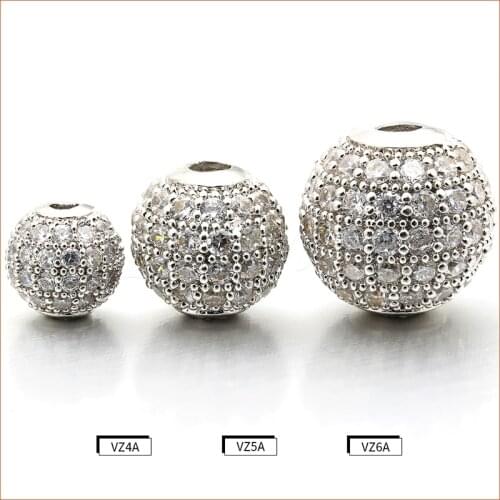 6mm/8mm/10mm Hight Quality Brass AAA Cubic Zirconia Round Spacer Beads for DIY Jewelry Making Bracelet Findings