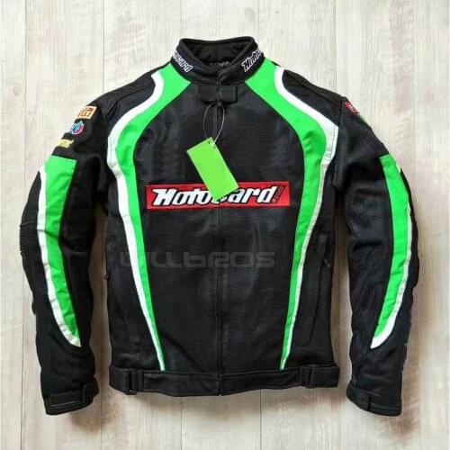 Motorbike ATV Bike Riidng Jackets For Kawasaki Motocross Motorcycle Mens Black Green Jacket With Protector