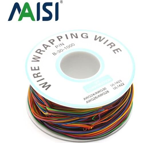 MAISI One Roll 8 Colors 30AWG Wire Wrapping Wire, Tinned Copper Solid, PVC insulation
