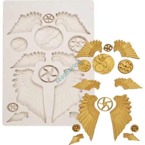 Mechanical Gear Wings Mould Silicone Mold Fondant Cake Decorating Tool Gumpaste Sugarcraft Chocolate Forms Bakeware Tools