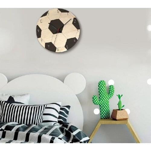 Nordic Simple Home Printing and Painting Creative Wall Clock Living Room Bedroom Ball Wooden Decorative Clock