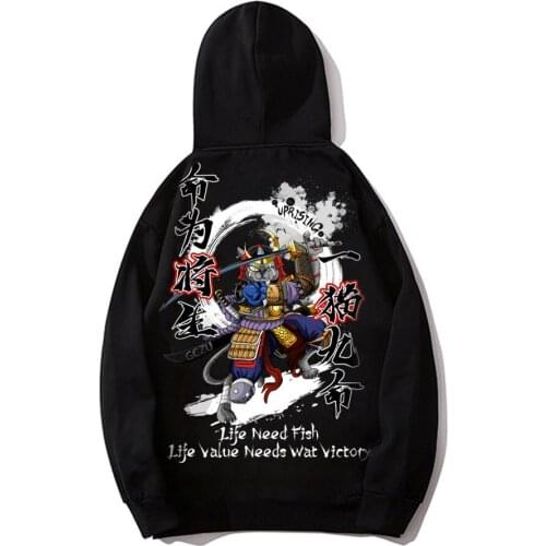Uprising new Samurai Hoodie Streetwear Samurai knife printing long-sleeved tide brand hip-hop personality Hoodie Streetwear