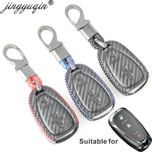 New Carbon Leather Car Remote Key Fob Cover Shell For Chevrolet Malibu XL TRAX Equinox Camaro Cruze 2016 2017 2018 key Case