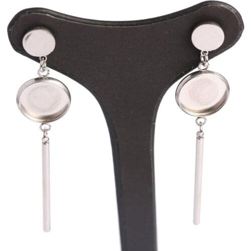 Onwear 10 pcs stainless steel fit 12mm earring bezel settings with trailer diy cabochon base blanks findings for jewelry making