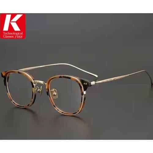 Pure Titanium Glasses Frame Women Vintage Square Titan Myopia Optical Prescription Eyeglass Frame New Men Acetate Eyewear