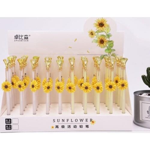 Sunflower Pendant Mechanical Pencil 40 Pcs/lot Cute Student Automatic Pen for Kid School Office Supply