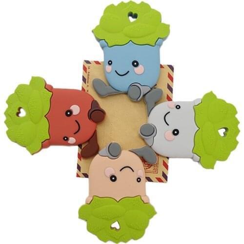 Chenkai 5PCS Silicone Cactus Teethers Food Grade Baby Gifts Cartoon Pacifier Shower Teething Nursing Toy Accessories BPA Free